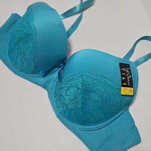 Women’s Lukasi Teal Lace Underwire Bone In Side Bra Size 44DD